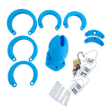 Plastic Chastity Cage 3.15 Inch and 3.94 Inch Long Blue front | 3d-chastity