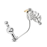 Chastity Cage with a Butt Plug Attachment and Urethral Sound 1.77 Inch Long size and shape | 3d-chastity