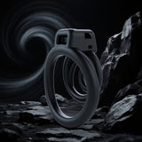 3D Black Whirlwind Chastity Device lock and ring | 3d-chastity