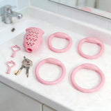 3D Printed Resin Chastity Cage with 4 Rings Sizes size and shape | 3d-chastity