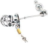 Chastity Cage with a Butt Plug Attachment and Urethral Sound 1.77 Inch Long full kit | 3d-chastity