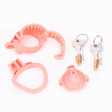 Breathable Honeycomb Pink Slide Chastity Cage size and shape | 3d-chastity