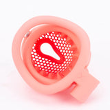 Breathable Honeycomb Pink Slide Chastity Cage wearing | 3d-chastity