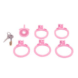 Flat Pink Mesh Chastity Cage lock and ring | 3d-chastity