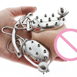 Evil Shells Stainless Steel Ball Stretcher Chastity Cage size and shape | 3d-chastity