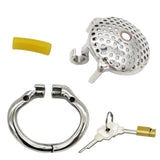 Flat Honeycomb Stainless Steel Chastity Device size and shape | 3d-chastity