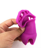 CB6000S Silicone Chastity Cage Purple lock and ring | 3d-chastity
