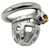the Solid Dungeon Male Metal Chastity Cage 1.38" material finish close | 3d-chastity