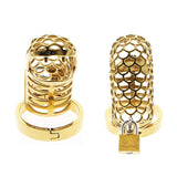 NEW 24K Gold 316 Stainless Steel Chastity Cage lock and ring | 3d-chastity