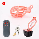 Pink Electric Shock Chastity Cage Set rear | 3d-chastity
