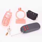 Pink Electric Shock Chastity Cage Set material finish close | 3d-chastity