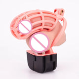 Pink Electric Shock Chastity Cage Set wearing | 3d-chastity