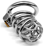 Long Bullet Steel Chastity Cage material finish close | 3d-chastity