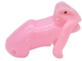 Sissy for Her - Pink Resin Chastity Cage Short wearing | 3d-chastity