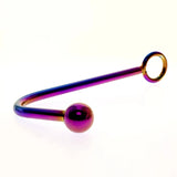 Rainbow Anal Hook Stainless Steel Chastity Cage material finish close | 3d-chastity