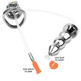 Spiked Male Chastity Cage with Anal Plug lock and ring | 3d-chastity