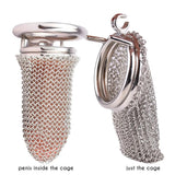 Chainmail Stainless Steel Mesh Chastity Cage - 4.33" rear | 3d-chastity
