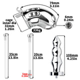 Metal Botted Male Chastity Cage with Belt material finish close | 3d-chastity
