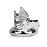 Stainless Steel Metal Snakehead Chastity Lock side | 3d-chastity
