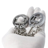 Stainless Steel Weighted Nipple Clamps with Chain Chastity Cage size and shape | 3d-chastity