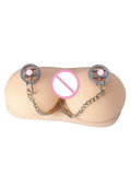 Stainless Steel Weighted Nipple Clamps with Chain Chastity Cage lock and ring | 3d-chastity