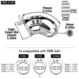 Metal Botted Male Chastity Cage with Belt size and shape | 3d-chastity