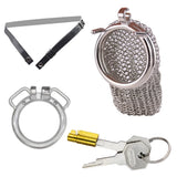 Chainmail Stainless Steel Mesh Chastity Cage - 4.33" wearing | 3d-chastity