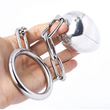 Stainless Steel Anal Plug with Cock Ring Chastity Cage wearing | 3d-chastity