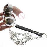 Stainless Steel Heavy Ball Stretcher Scrotum Pendant Chastity Cage front | 3d-chastity