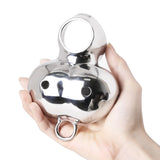 Stainless Steel Heavy Ball Stretcher Scrotum Pendant Chastity Cage wearing | 3d-chastity