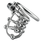 Stainless Steel Bead PA Chastity Cage lock and ring | 3d-chastity