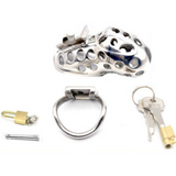 the Intensive Cell Steel Chastity Cage lock and ring | 3d-chastity