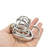 Super Tiny Steel Chastity Cage with Ball Separator lock and ring | 3d-chastity
