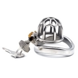 the Bullet Dungeon Micro Steel Chastity Cage lock and ring | 3d-chastity