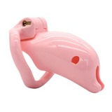 the Sissy Pink Resin Chastity Cage lock and ring | 3d-chastity