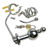 Chastity Cage with a Butt Plug Attachment and Urethral Sound 1.77 Inch Long lock and ring | 3d-chastity