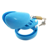Plastic Chastity Cage 3.15 Inch and 3.94 Inch Long Blue lock and ring | 3d-chastity