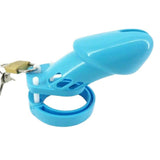 Plastic Chastity Cage 3.15 Inch and 3.94 Inch Long Blue wearing | 3d-chastity