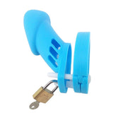 Plastic Chastity Cage 3.15 Inch and 3.94 Inch Long Blue size and shape | 3d-chastity
