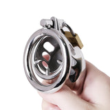 BDSM Stainless Steel Chastity Device with Spike Ring front | 3d-chastity