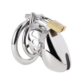 BDSM Stainless Steel Chastity Device with Spike Ring lock and ring | 3d-chastity