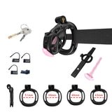 Black Cobra Chastity Nano Kit With Belt And Urethral - 3d-chastity