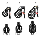 Black Mesh Pattern Chastity Cage size and shape | 3d-chastity