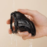 Black Punisher Chastity Device size and shape | 3d-chastity