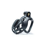 Black Stripe Cobra Chastity Cage Kit 1.77 to 4.13 Inch Long wearing | 3d-chastity
