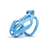 Blue Stripe Cobra Chastity Cage Kit 1.77 to 4.13 Inch Long size and shape | 3d-chastity