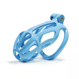 Blue Stripe Mamba Chastity Cage Kit 1.77 to 4.13 Inch Long material finish close | 3d-chastity