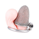Button Cock Chain Lock Chastity Cage material finish close | 3d-chastity