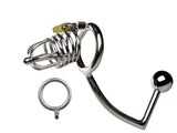 Metal Penis Cage with Butt Plug and Urethral Catheter