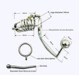 Metal Chastity Cage with Butt Plug and Urethral Catheter lock and ring | 3d-chastity